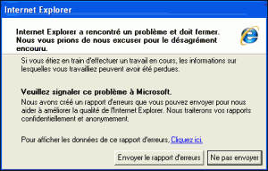 internet explorer rencontre un probleme